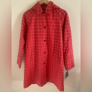 Jane Post Red Grid Trench Coat